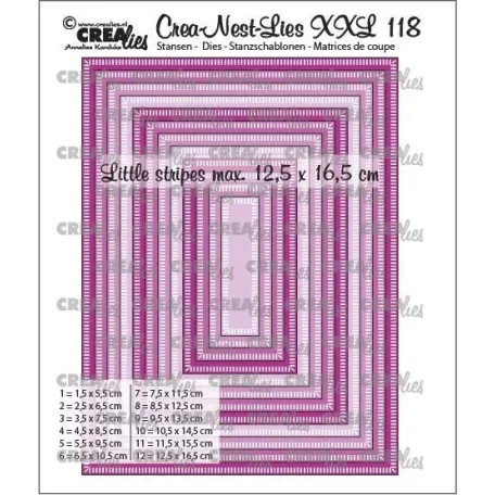 CREAlies vágósablon - Téglalapok kis csíkokkal - XXL118 - Crea-Nest-Lies (12 db)
