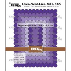   CREAlies vágósablon - Téglalapok kagyló mintával - XXL145 - Crea-Nest-Lies (6 db)