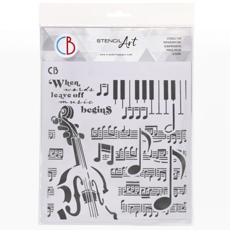 Ciao Bella Stencil 8" (20 cm) - Music Begins  - Texture Stencil (1 db)