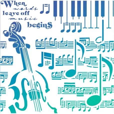 Ciao Bella Stencil 8" (20 cm) - Music Begins  - Texture Stencil (1 db)