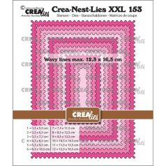   CREAlies vágósablon - Téglalapok hullámos vonalakkal - XXL153 - Crea-Nest-Lies (12 db)