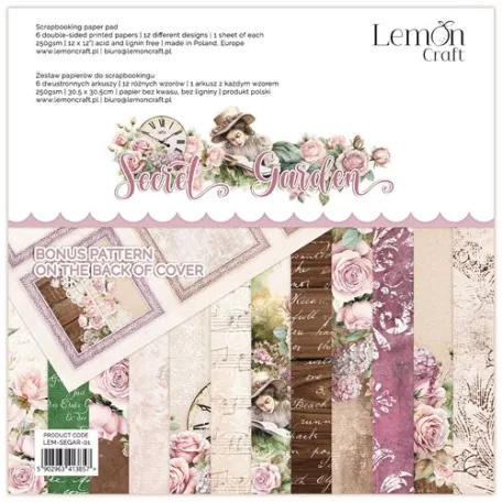 LemonCraft Papírkészlet 12" (30 cm) - Secret Garden - Scrapbooking Paper Pad (1 csomag)