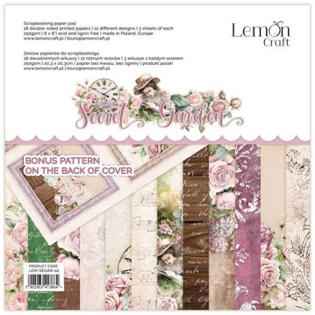 LemonCraft Papírkészlet 8" (20 cm) - Secret Garden - Scrapbooking Paper Pad (1 csomag)