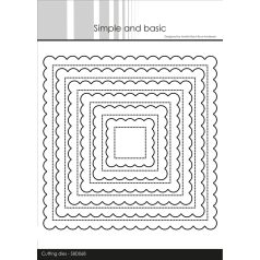   Simple and Basic vágósablon - Négyzetek kagyló mintával - Pierced Scalloped Squares - Cutting Dies (5 db)