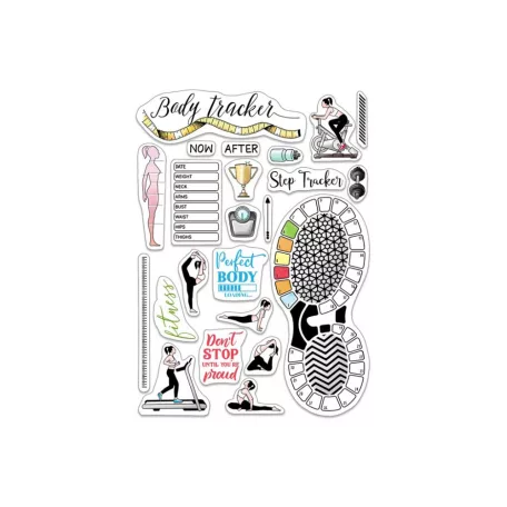 Ciao Bella Szilikonbélyegző - BuJo Fitness - Clear Stamp Set 6"x8" (1 csomag)