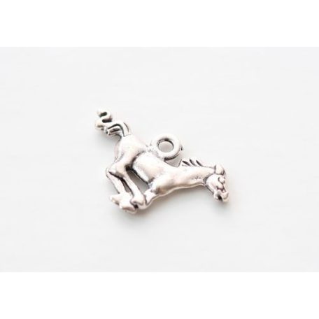 Díszítőelem, fém medál ezüst színű  - Horse - Metal Charms (1 db)