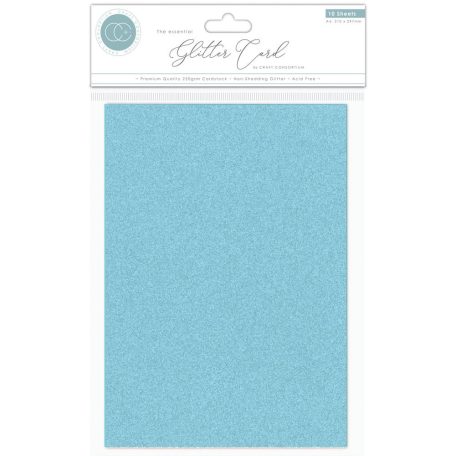 Craft Consortium Csillámos karton A4 - Sky Blue - The Essential Glitter Card (10 lap)