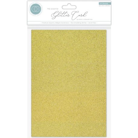 Craft Consortium Csillámos karton A4 - Gold - Arany - The Essential Glitter Card (10 lap)