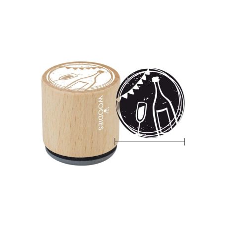 Colop Gumibélyegző  - Glass and bottle of champagne - Woodies Rubber Stamp (1 db)