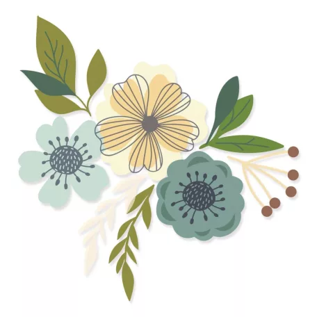 SIZZIX szilikonbélyegző 665908 - Blossoms  - Layered Stamps (1 csomag)