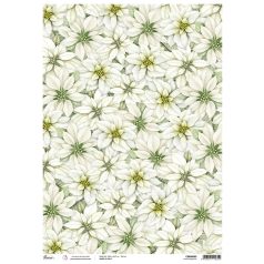   Ciao Bella Rizspapír A3 - White poinsettia - Sparkling Christmas  - Rice Paper A3 - Rice Paper (1 ív)