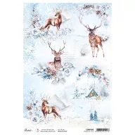   Ciao Bella Rizspapír A4 - A walk with a elk - Winter Journey - Rice Paper (1 ív)