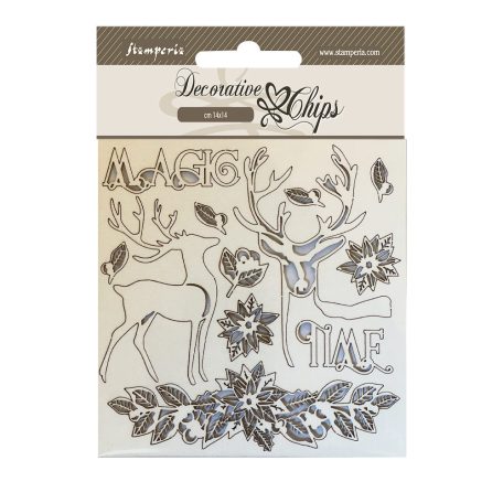 Stamperia Chipboard 14x14 cm - Christmas - Magic Time - Decorative Chips (1 ív)