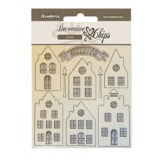   Stamperia Chipboard 14x14 cm - Christmas - Cozy Houses - Decorative Chips (1 ív)