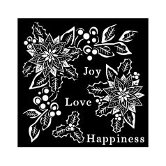   Stamperia Vastag stencil 18x18 cm - Christmas - Christmas Joy, Love, Happiness - Thick Stencil  (1 db)