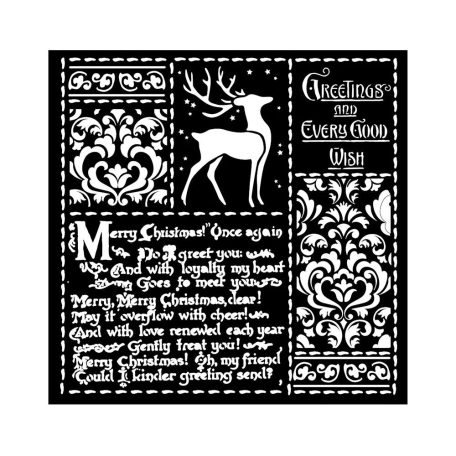 Stamperia Vastag stencil 18x18 cm - Christmas - Christmas Letters - Thick Stencil  (1 db)