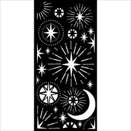 Stamperia Vastag stencil 12x25 cm - Christmas - Christmas Stars and Moon - Thick Stencil  (1 db)