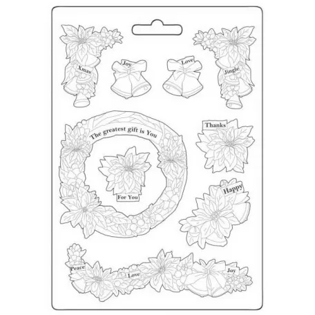 Stamperia Öntőforma A5 - Christmas - Poinsettia and Garlands - Soft Mould (1 db)