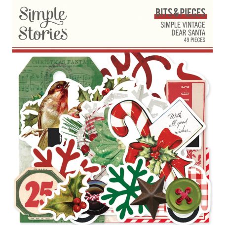 Simple Stories Kivágatok  - Bits & Pieces - Simple Vintage Dear Santa (1 csomag)