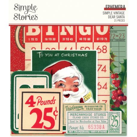 Simple Stories Kivágatok  - Ephemera - Simple Vintage Dear Santa (1 csomag)