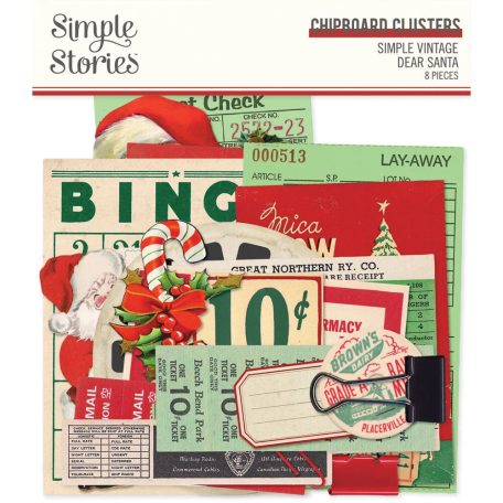Simple Stories Chipboard  - Chipboard Clusters - Simple Vintage Dear Santa (1 csomag)