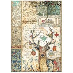   Stamperia Rizspapír A4 - Christmas Greetings - Deer - Rice Paper (1 ív)