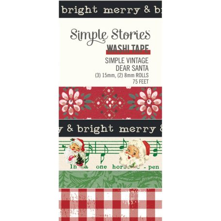Simple Stories Dekorációs ragasztószalag  - Washi Tape - Simple Vintage Dear Santa (5 db)