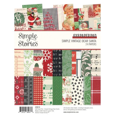 Simple Stories Papírkészlet 6"x8" - Paper Pad - Simple Vintage Dear Santa (24 lap)