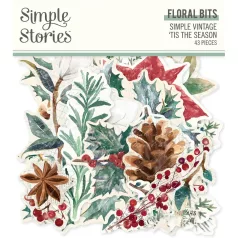   Simple Stories Kivágatok  - Floral Bits & Pieces - Simple Vintage 'Tis The Season (1 csomag)