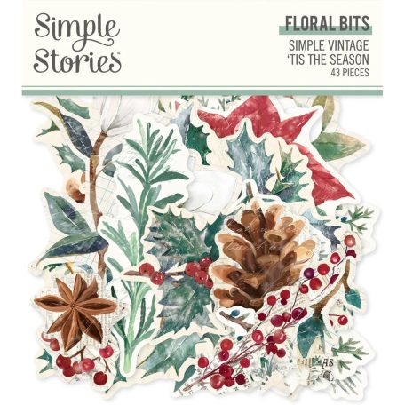 Simple Stories Kivágatok  - Floral Bits & Pieces - Simple Vintage 'Tis The Season (1 csomag)