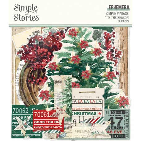 Simple Stories Kivágatok  - Ephemera - Simple Vintage 'Tis The Season (1 csomag)