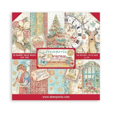 Stamperia Papírkészlet 12" (30 cm) - Christmas Greetings - Paper Pack (10 ív)