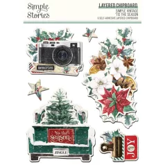   Simple Stories Chipboard  - Layered Chipboard - Simple Vintage 'Tis The Season (1 csomag)