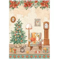   Stamperia Rizspapír A4 - All Around Christmas - Sweet Room - Rice Paper (1 ív)
