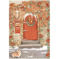   Stamperia Rizspapír A4 - All Around Christmas - Red Door - Rice Paper (1 ív)