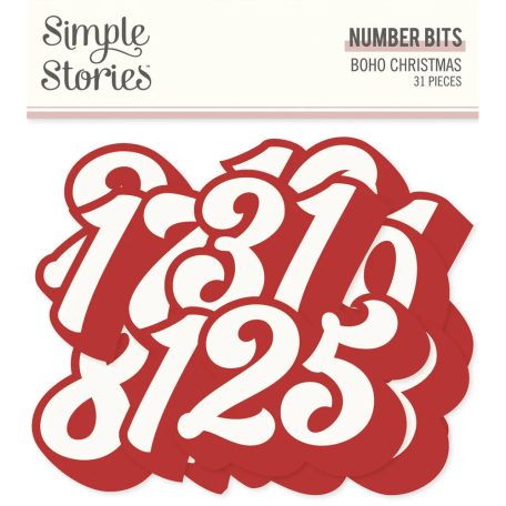 Simple Stories Kivágatok  - Number Bits & Pieces - Boho Christmas (1 csomag)