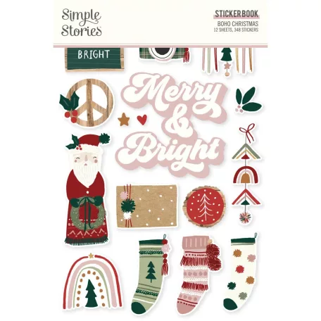 Simple Stories Matrica  - Sticker Book - Boho Christmas (12 ív)