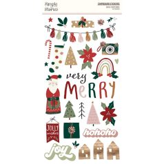   Simple Stories Chipboard matrica  - Chipboard Stickers  - Boho Christmas (1 ív)