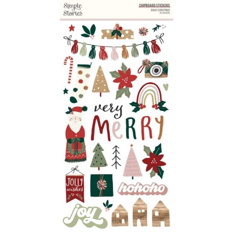 Simple Stories Chipboard matrica  - Chipboard Stickers  - Boho Christmas (1 ív)