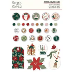   Simple Stories Díszítőelem  - Decorative Brads - Boho Christmas (1 csomag)