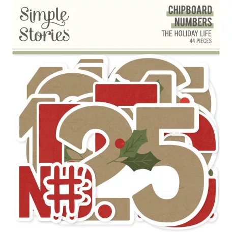 Simple Stories Chipboard  - Chipboard Numbers - The Holiday Life (1 csomag)