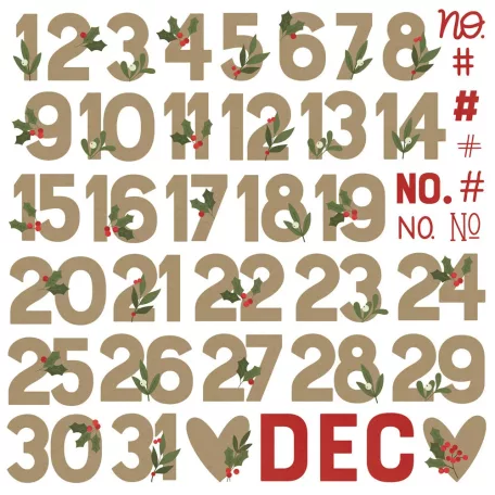 Simple Stories Chipboard  - Chipboard Numbers - The Holiday Life (1 csomag)