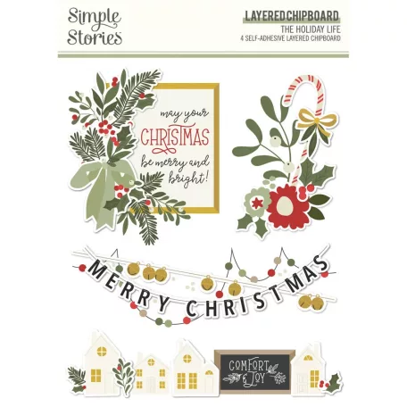Simple Stories Chipboard  - Layered Chipboard - The Holiday Life (1 csomag)