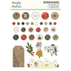   Simple Stories Díszítőelem  - Decorative Brads - The Holiday Life (1 csomag)