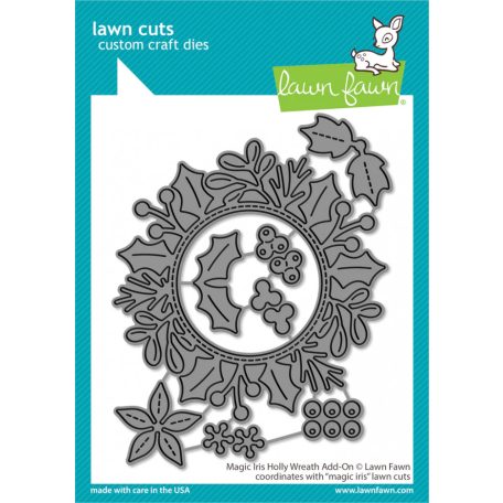 Lawn Fawn Vágósablon LF3253 - magic iris holly wreath add-on - Lawn Cuts (1 csomag)