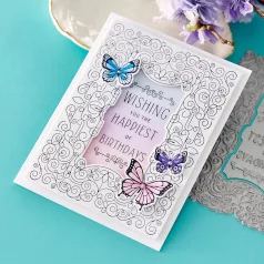   Spellbinders Préslap és vágósablon - Swirl Birthday Frame - BetterPress (1 db)