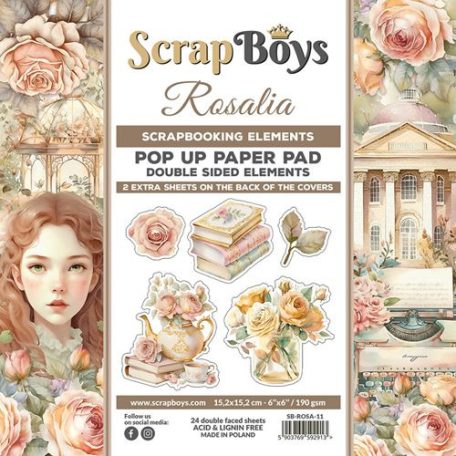 ScrapBoys Kivágóív készlet 6" (15 cm) - Rosalia - Pop Up (24 lap)