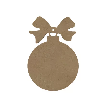 Gomille MDF dekoráció 6 mm - Karácsonyi gömb - Christmas Ball With Knot (with hole) 11x16cm - Wood decoration (1 db)