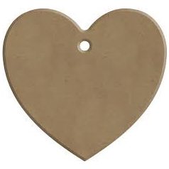   Gomille MDF dekoráció 6 mm - Szív - Heart (with hole) 7x6cm  - Wood decoration (1 db)