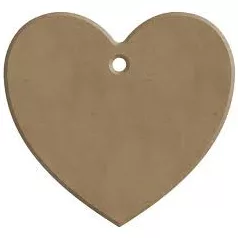   Gomille MDF dekoráció 6 mm - Szív - Heart (with hole) 7x6cm  - Wood decoration (1 db)